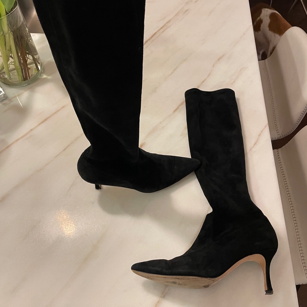 Manolo Blahnik Pafimo 90 Black Suede Boots